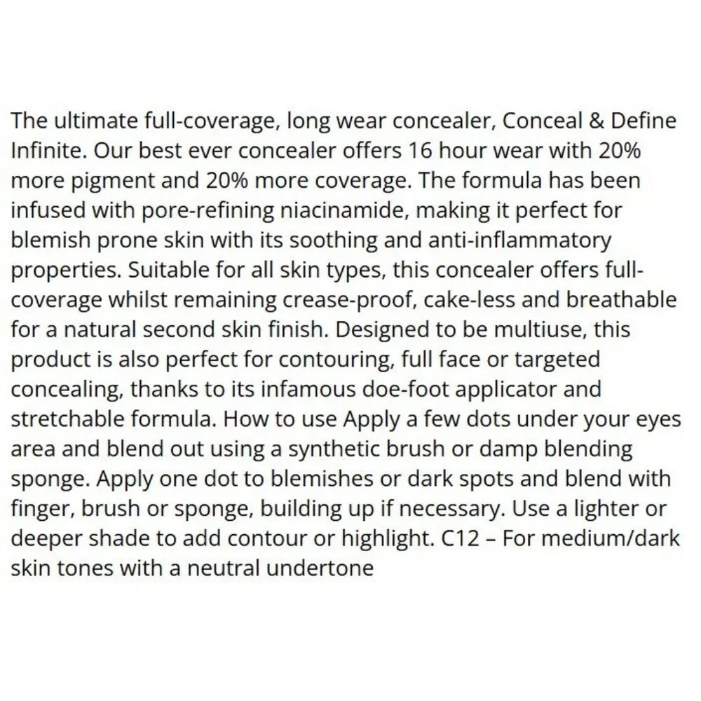 Revolution Conceal Define Infinite Longwear Full-Coverage Concealer C12 16-Hr
